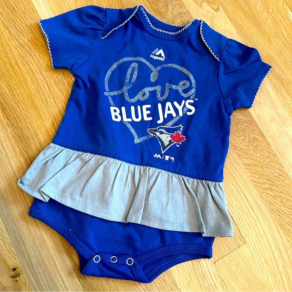 Toronto Blue Jays 12m Ruffle Dress Bodysuit Majestic